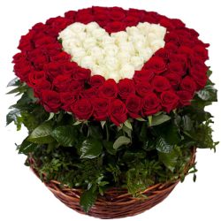 Фото товара 101 троянда "Серце" в кошику в Каменец-Подольском