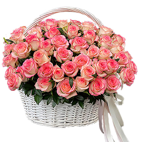 Фото товара 51 роза "Джумилия" в корзине в Каменец-Подольском