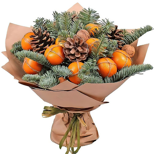 Фото товара Новогодний букет с мандаринами в Каменец-Подольском