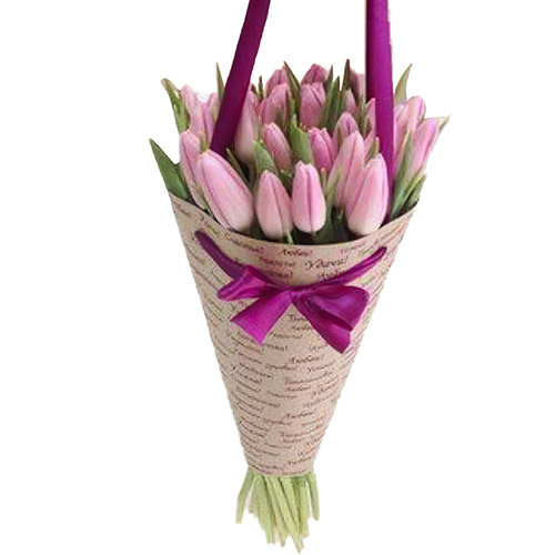 Фото товара 25 ніжно-рожевих тюльпанів в Каменец-Подольском