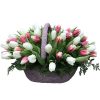Фото товара 75 тюльпанов микс (все цвета) в корзине в Каменец-Подольском