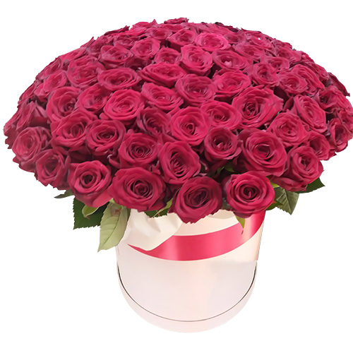 Фото товара 101 роза красная в шляпной коробке в Каменец-Подольском