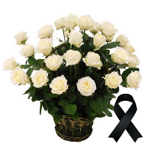 Фото товара 36 белых роз в корзине в Каменец-Подольском