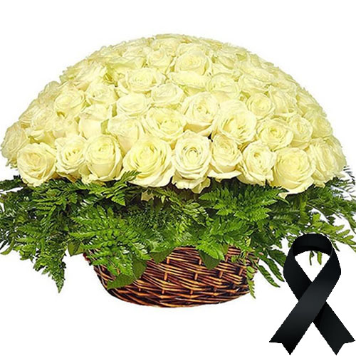 Фото товара 100 белых роз в корзине в Каменец-Подольском