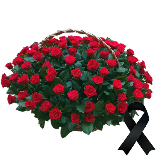 Фото товара 100 красных роз в корзине в Каменец-Подольском