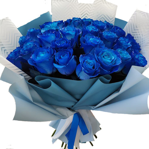 Фото товара 33 синие розы (крашеные) в Каменец-Подольском