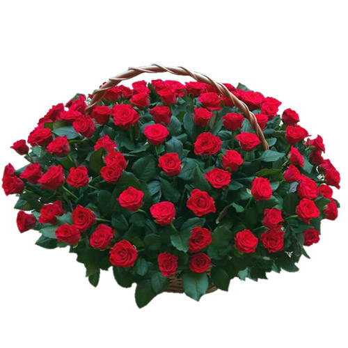 Фото товара 101 красная роза в корзине в Каменец-Подольском