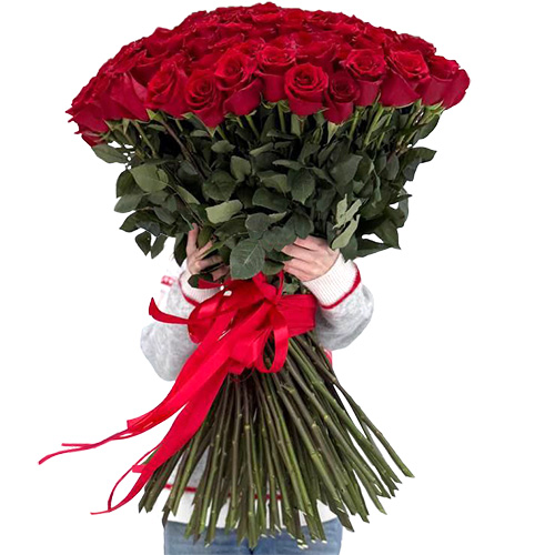 Фото товара 101 роза "Фридом" метровая в Каменец-Подольском