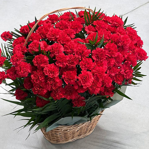 Фото товара 100 гвоздик в корзине в Каменец-Подольском